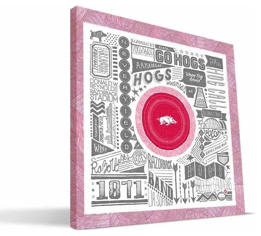 ARK Razorbacks Pictograph Canvas Print, 16"x16"