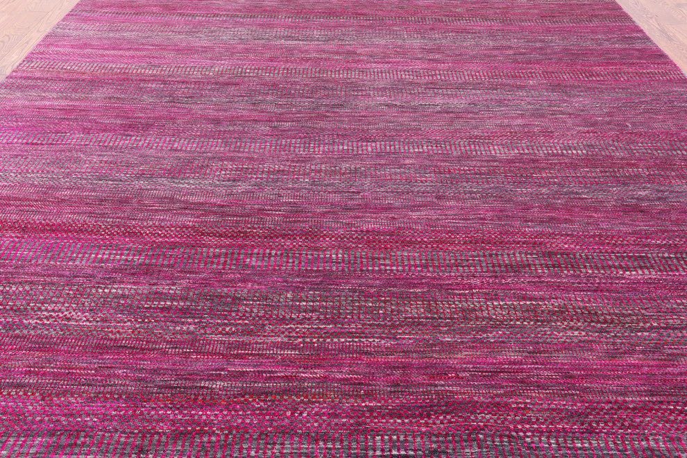 8' 11" X 12' 2" Super Savannah Gabbeh Hand-Knotted Wool and Silk Rug Q6099