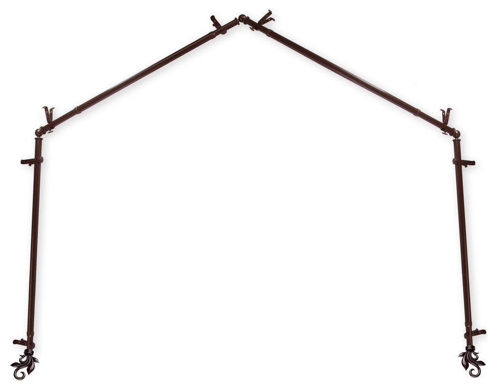 Giles 13/16" 4-Sided Bay Window Curtain Rod, Cocoa