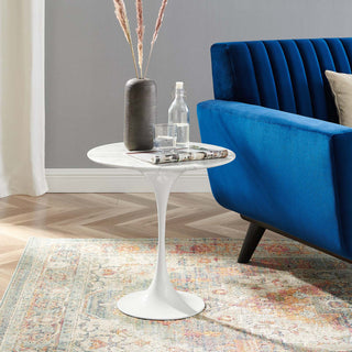 Lippa 20" Round Artificial Marble Side Table, White White