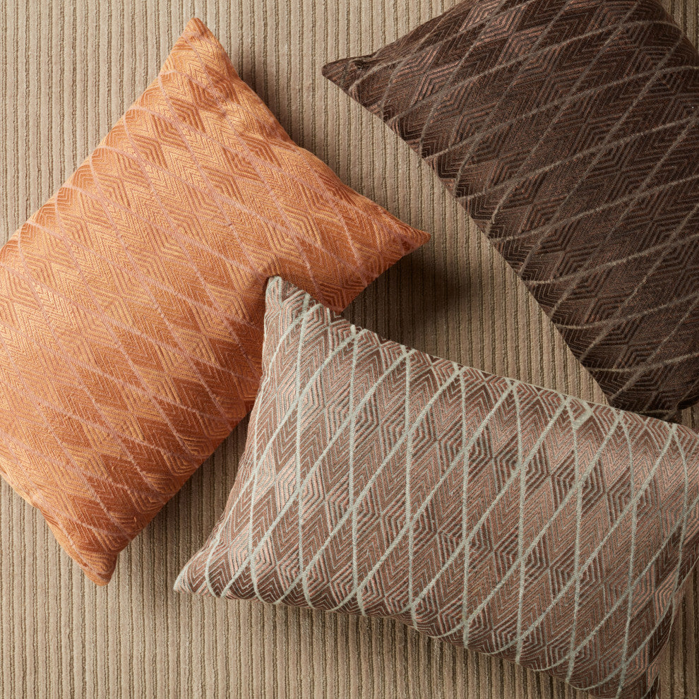 Jaipur Living Milton Bronze and Gray Geometric Poly Fill Lumbar Pillow 16x24