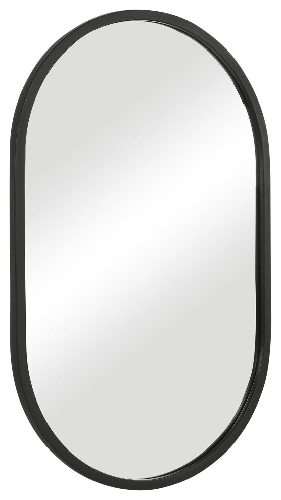 32" Industrial Black Oval Mirror