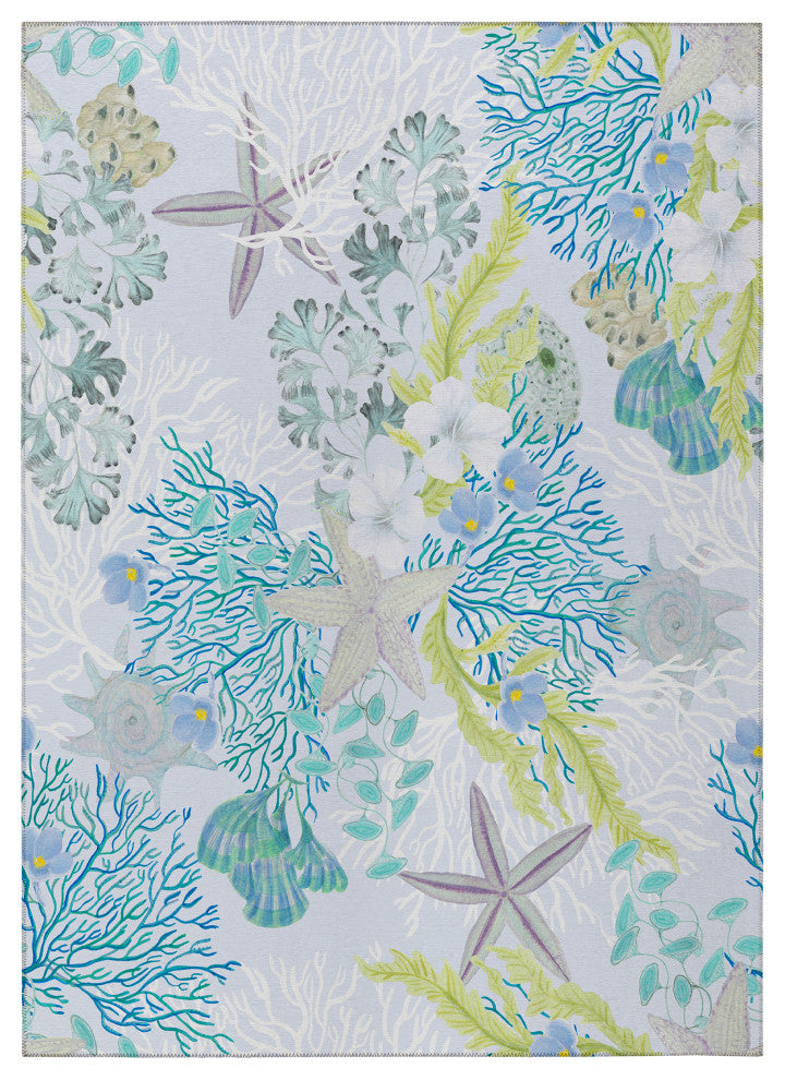 Indoor/Outdoor Seabreeze SZ1 Silver Machine Washable 8' x 10' Rug