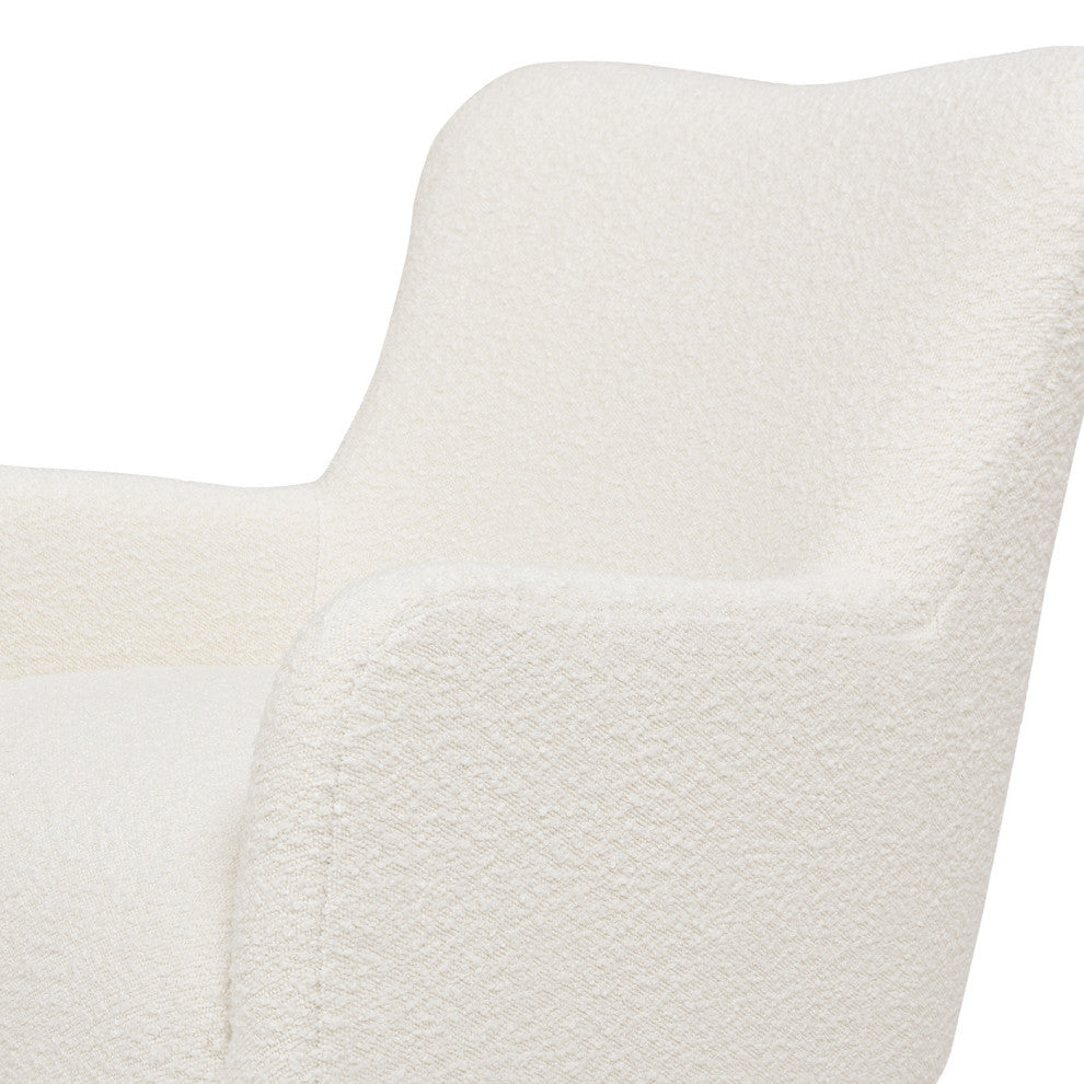 Nimbus 27.5" Curved Accent Chair, Ivory White Boucle