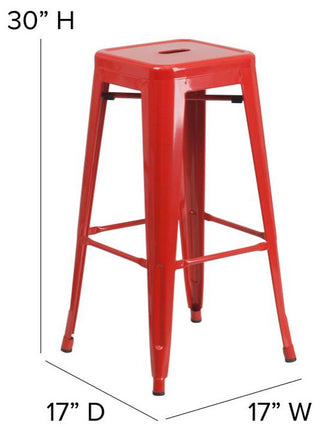 Kai Commercial Grade 30"H Metal Counter Stool, Red/Red