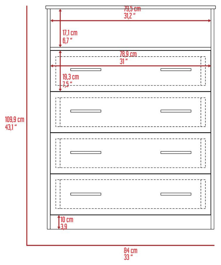 Serbian Four Drawer Dresser, Light Gray / White