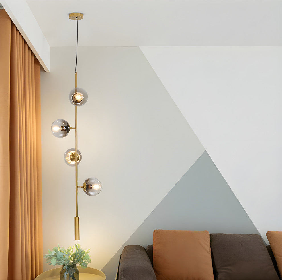 Iglesias | Luxury LED Pendant Light in the Shape of Glass Ball for Dining Room, Black, Smoky Glass, Cool Light