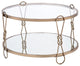 Benzara BM204503 Coffee Table with Glass Top and 1 Bottom Shelf, Gold and Clear