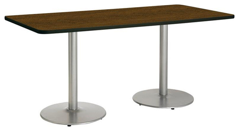 KFI Mode 42" x 72" Conference Table Walnut Round Silver Base Standard Height