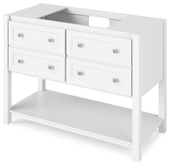 Adler Transitional 48" White Vanity, Boulder Cultured Marble Vanity Top
