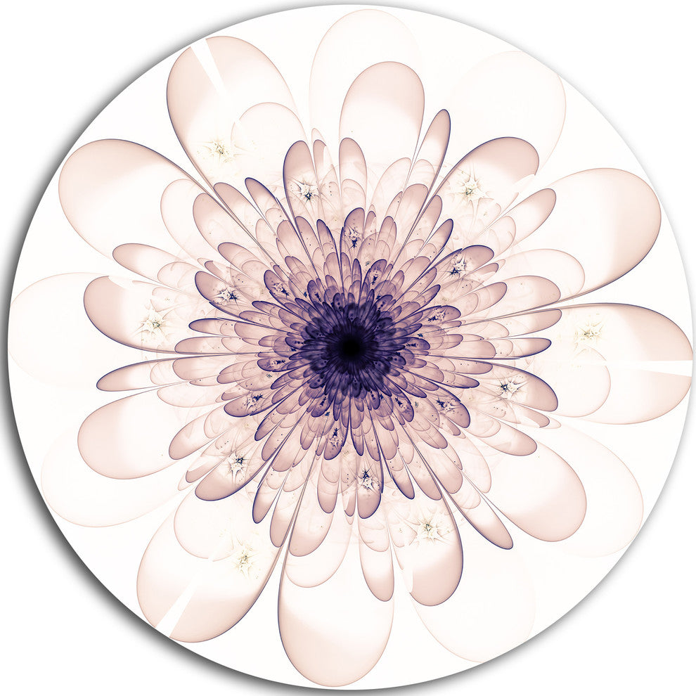 Perfect Glowing Fractal Flower In Purple, Floral Disc Metal Art, 23"