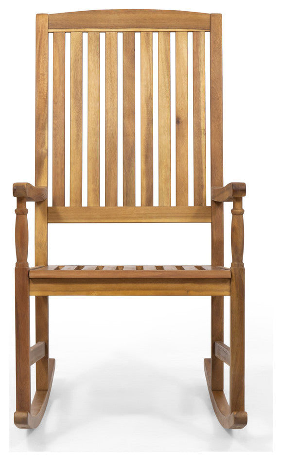Penny Outdoor Acacia Wood Rocking Chairs, Set of 2, Teak Finish