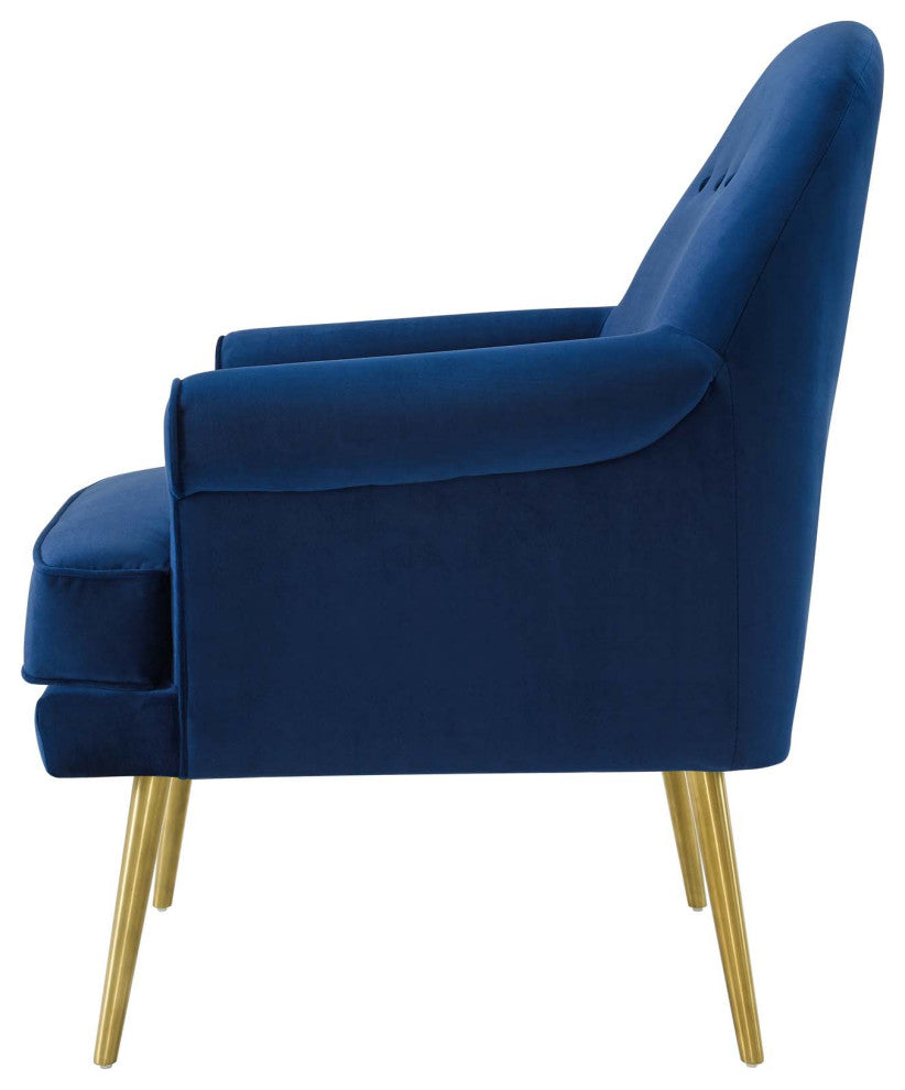 Armchair Accent Chair, Set of 2, Velvet, Blue Navy, Modern, Lounge Hospitality