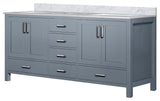 Jacques 72" Dark Gray Double Bath Vanity Cabinet Carrara Marble Top Square Sinks
