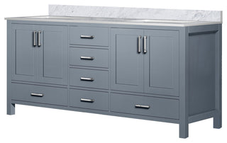 Jacques 72" Dark Gray Double Bath Vanity Cabinet Carrara Marble Top Square Sinks