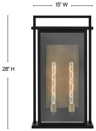 Hinkley Langston 29" Extra Large Outdoor Wall Mount, Black + Burnished Bronze