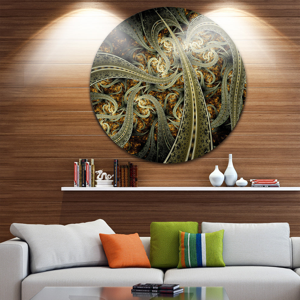 Metallic Fabric Pattern, Digital Art Round Metal Wall Art, 36"