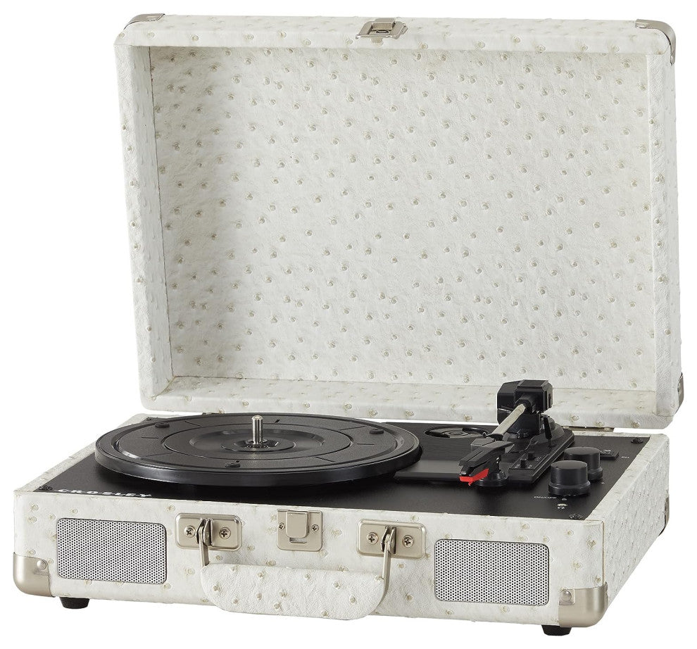 Cruiser Plus Record Player In White Ostrich