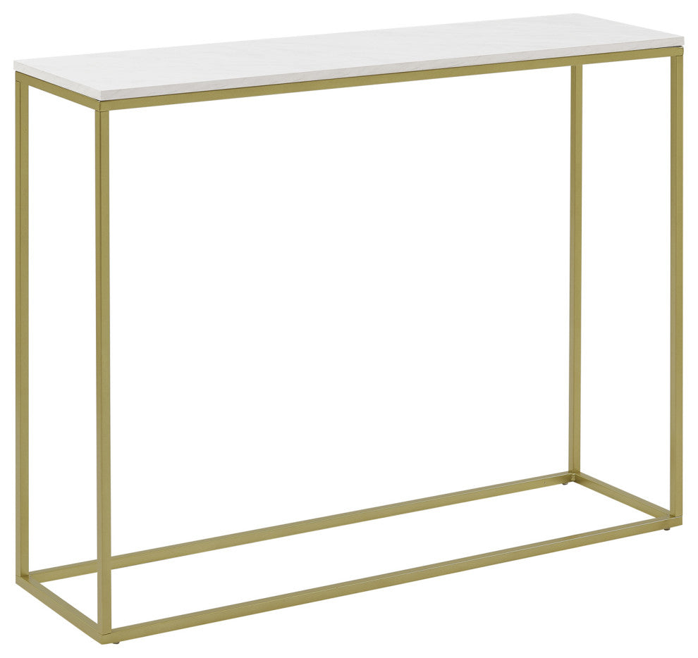Lowell 42"  Entry Table - Faux White Marble/Gold