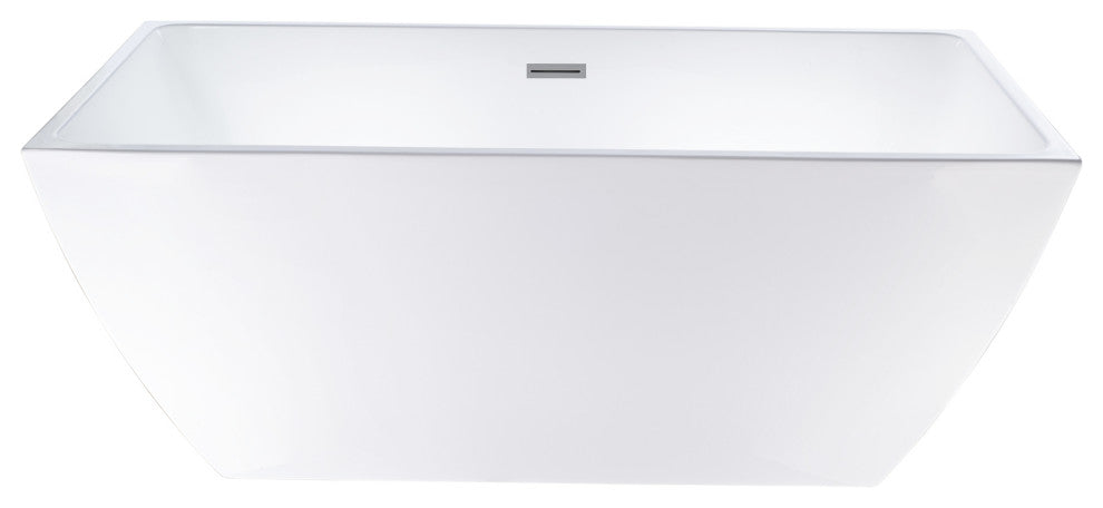 Vanity Art Acrylic Freestanding Soaking Bathtub, White/Polished Chrome, 67"
