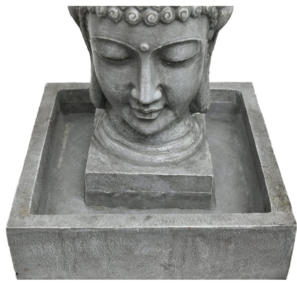 20.5" Buddha Head Indoor/Outdoor Garden Fountain, LED Lights Patio, Deck, Porch