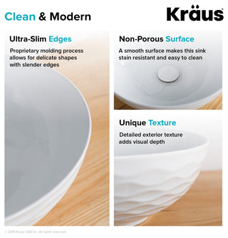 Viva Ceramic Round Vessel Bathroom Sink, White