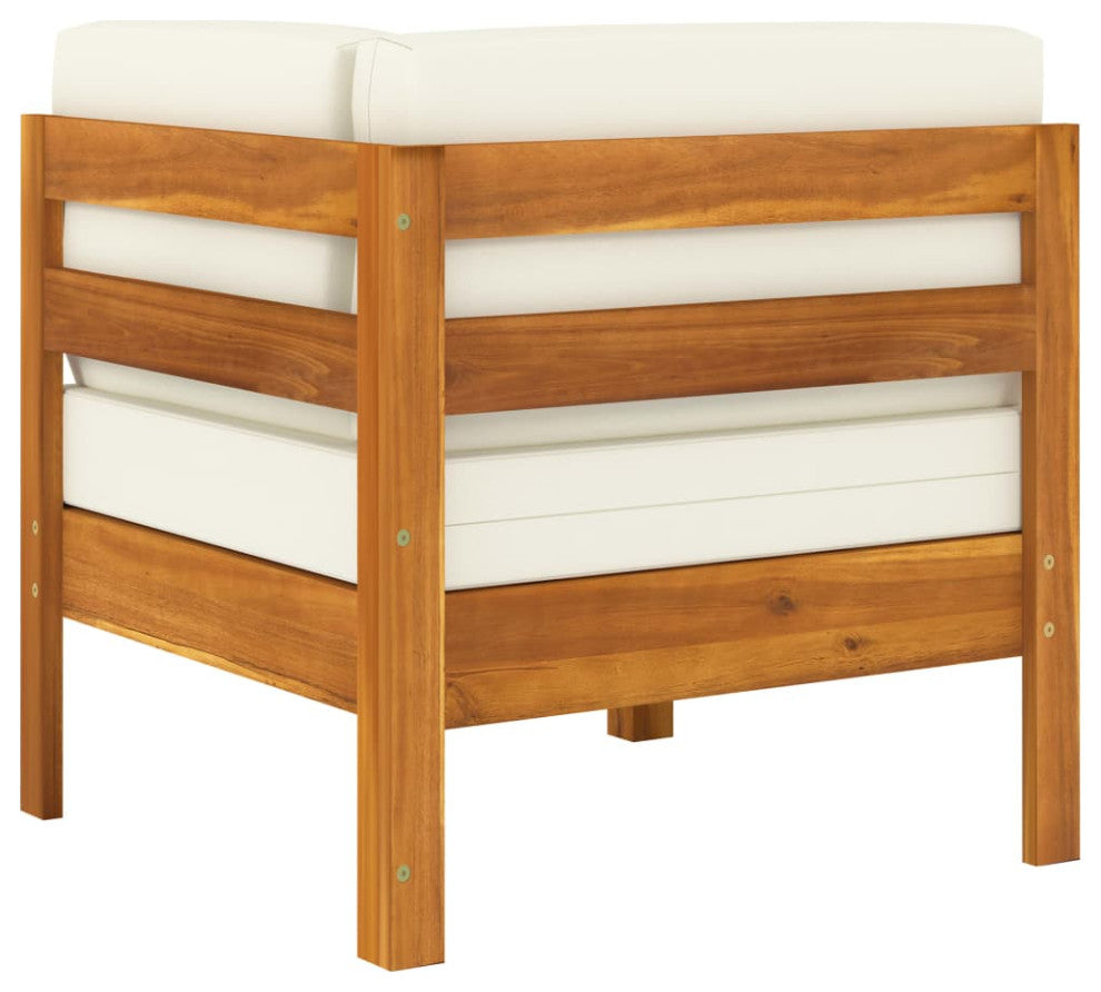 vidaXL 2 Piece Patio Lounge Set With Cream White Cushions Acacia Wood
