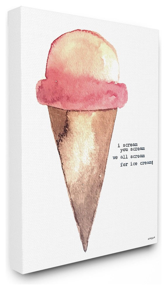The Kids Room I Scream For Ice Cream Watercolor Canvas Wall Art, 16"x20"