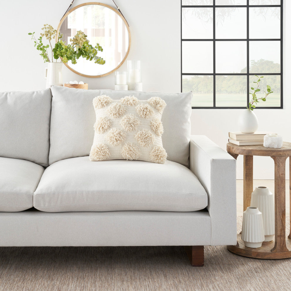 Mina Victory GC575 Throw Pillow, Ivory, 18"X18"