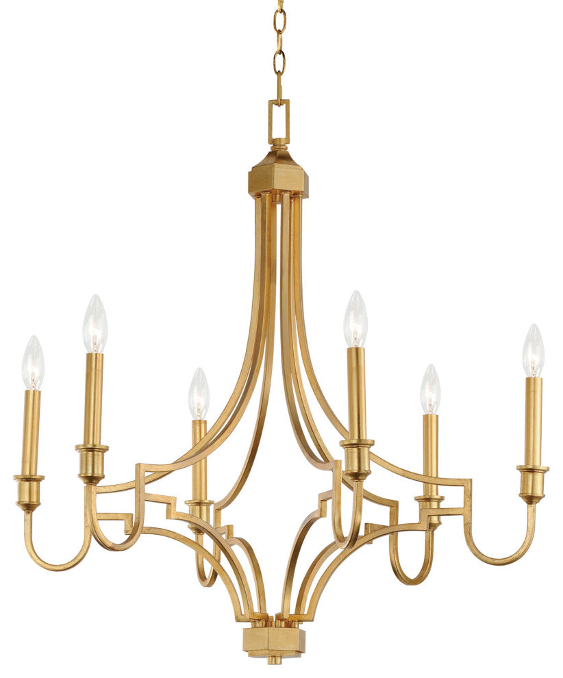 Maxim 12786 Normandy 6 Light 29"W Taper Candle Style Chandelier - Gold Leaf