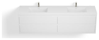 The Daria Bathroom Vanity, Glossy White, 84", Double Sink, Wall Mount