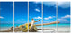 "Deadwood on White Sand Beach" Contemporary Seascape Wall Art, 5 Panels, 60"x28"