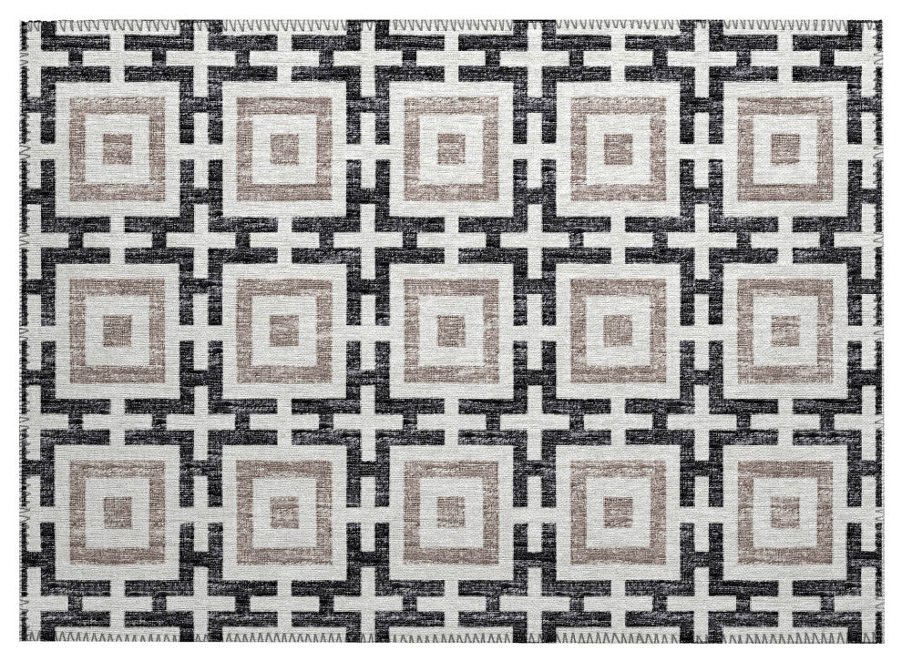 Indoor/Outdoor Marlo MO1 Black Machine Washable 1'8" x 2'6" Rug