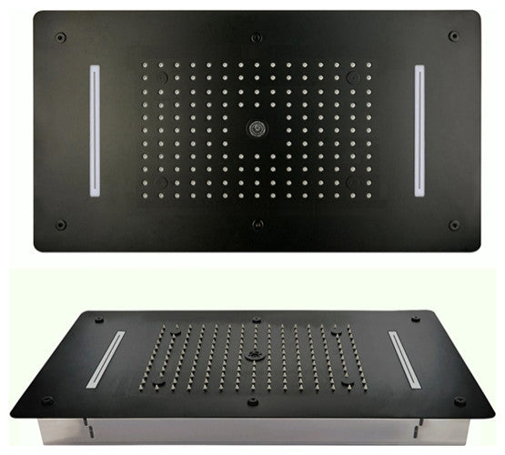 Led Rainfall Shower System With Hand Shower, Black Matte