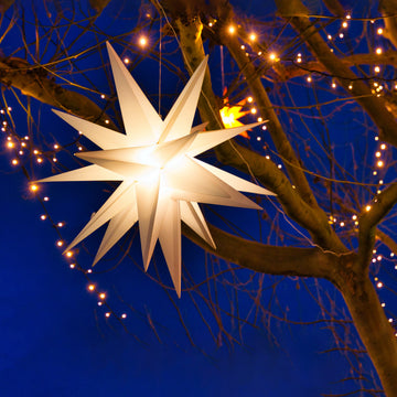 12" White LED Lighted Moravian Star Hanging Christmas Decoration