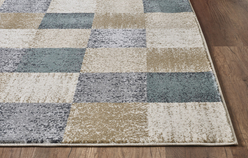 Avalon Checkered Area Rug, Ivory, 2' X 7'7 Runner