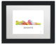 Augusta Georgia Skyline Wb-1' Matted Framed Art, Black Frame, White Matte, 14x11