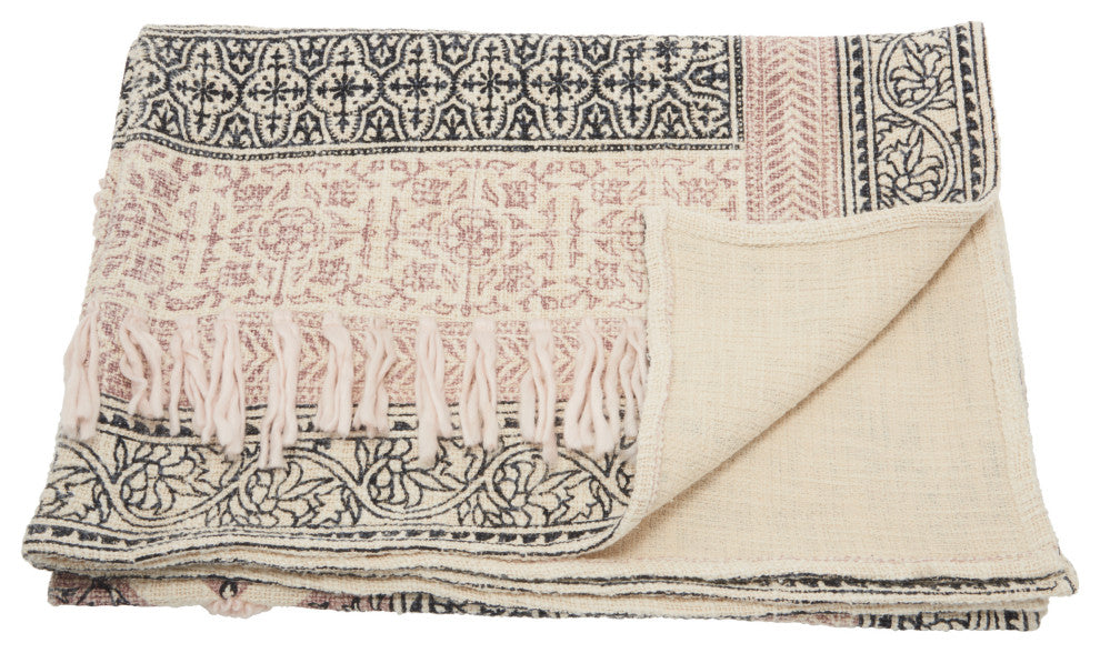 Nourison Home 50"x60" Mina Victory Throw Stonewash Throw Natural Throw Blanket