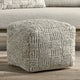 Shades 18" Recycled Fabric Indoor Outdoor Pouf, Ivory