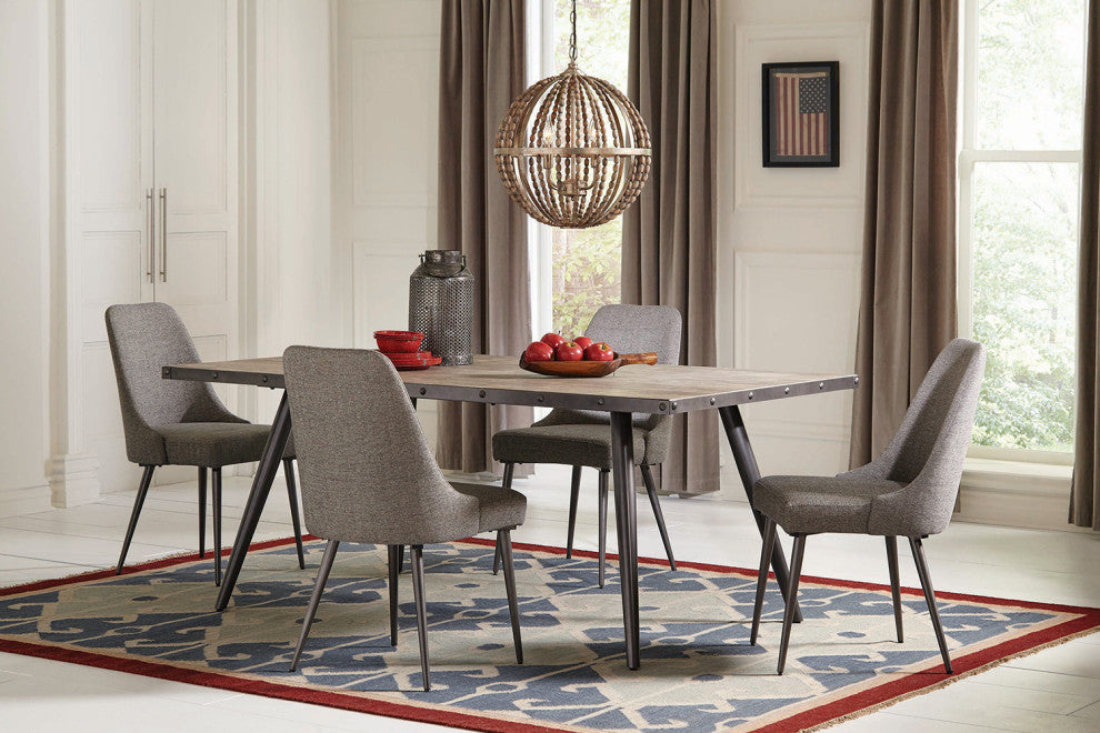Set of 2 Dining Chair, Gray and Gunmetal