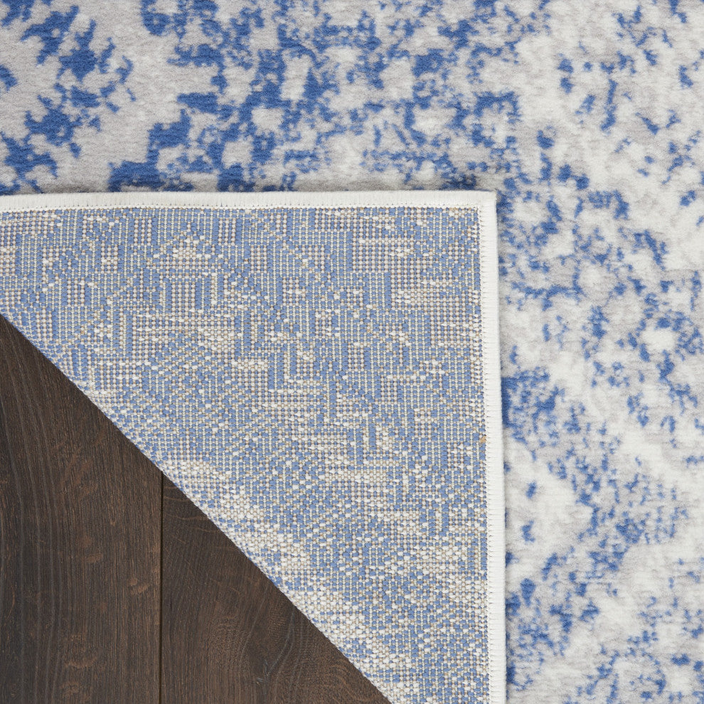 6' X 9' Light Blue Geometric Dhurrie Area Rug