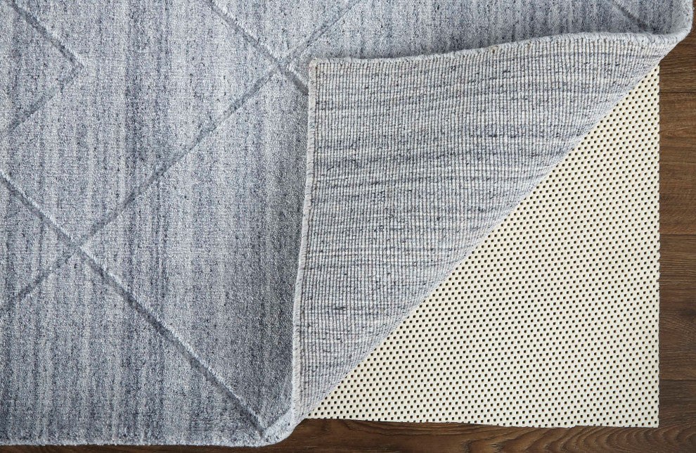 Weave & Wander Tatem Minimal Viscose Rug, Blue/Gray, 2' X 3'