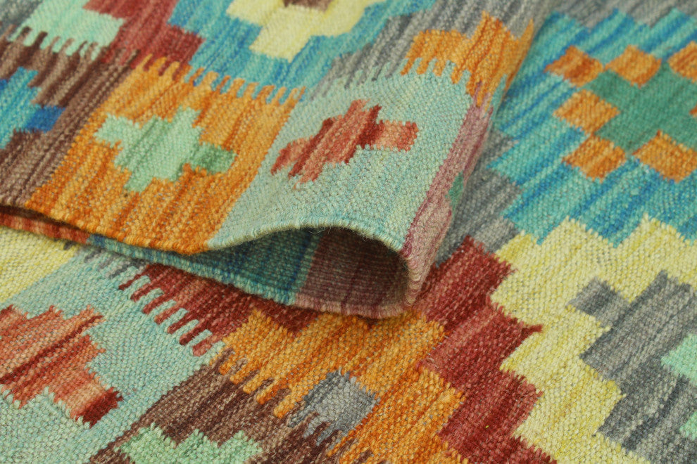 Sangat Kilim Corwyn Burgundy/Gold Runner, 2'8x13'0