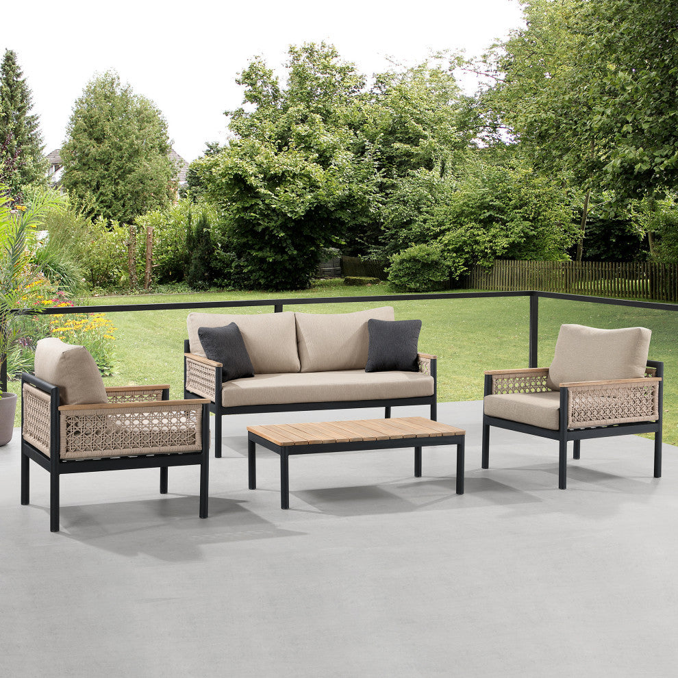 Ove Decors Delray 4-Piece Conversation Set, Light Brown