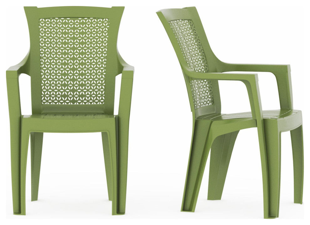 Mira Outdoor Patio Chairs, Set of 2, Green