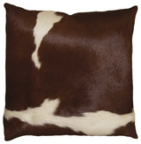 Natural Torino Cowhide Pillow 18"x18", Brown and White