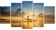 Pakpra with Fisherman at Sunrise, Landscape Canvas Art Print, 60"x32", 5 Panels