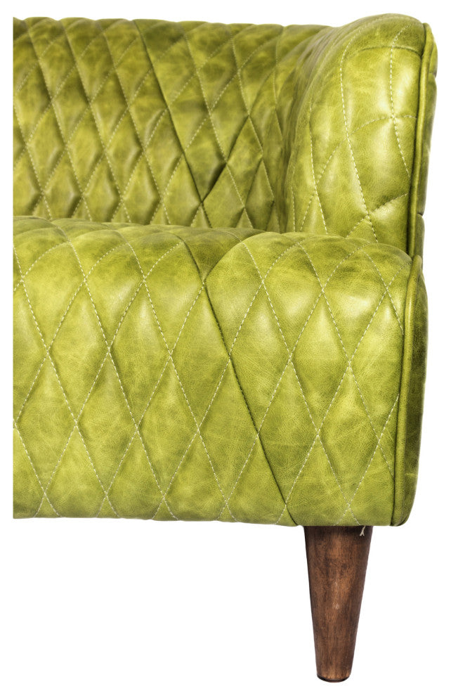 First of A Kind Magdelan Tufted Leather Sofa Jungle Grove Green Leather