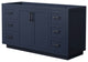 60" Single Bathroom Vanity, Dark Blue, No Countertop, No Sink, Black Trim
