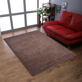 Hand Knotted Loom Silk Mix Area Rug Solid Light Brown, (Rectangle) 6'x9'